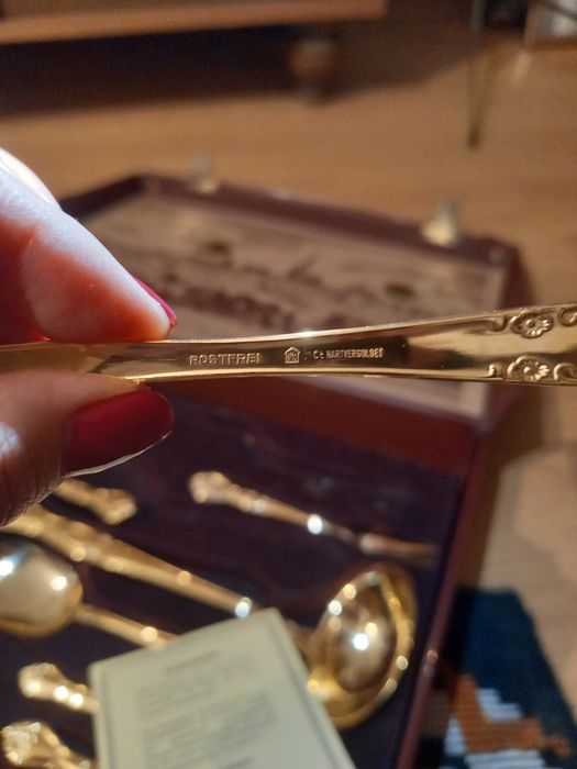 Set  tacâmuri Solingen placat cu aur 23 k, 72 buc