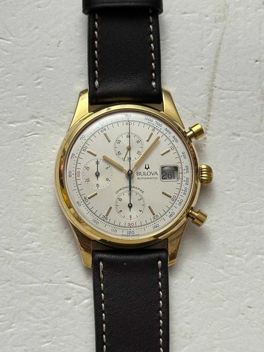 CEAS AUR 18K - BULOVA - Ref. 13366 - Automatic - Chronograph - 38mm - 18g. - Vintage - De colectie - Rar - NOS !