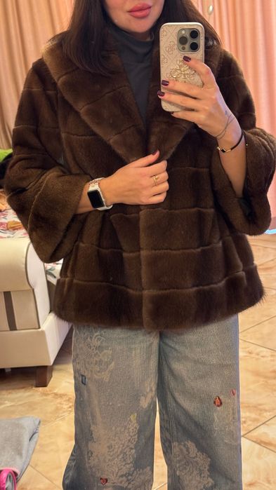 #135 Късо Палто от норка.Визон.Sobol.Естествена кожа с косъм.