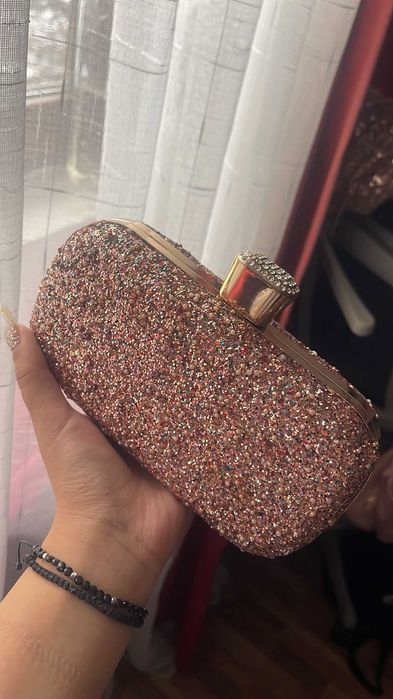 Rochie de seara tip corset ,lunga cu paiete ,culoare champagne/nude