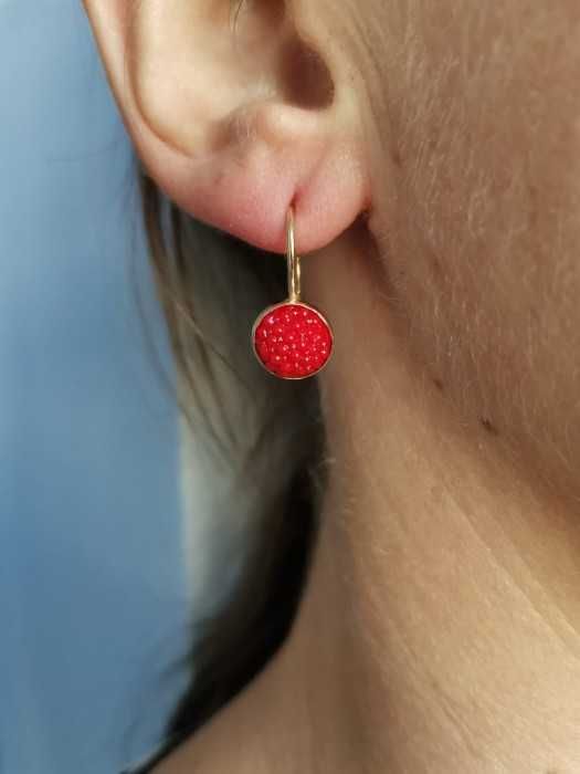 Cercei aur 14k Zmeura porcelant Austria Unicat