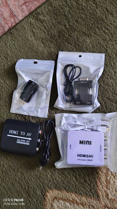 Адаптер конвертер HDMI к VGA, AV