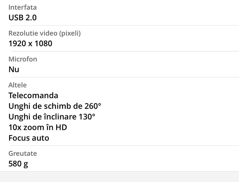 Camera videoconferinta Logitech PTZ Pro 2, Zoom 10X