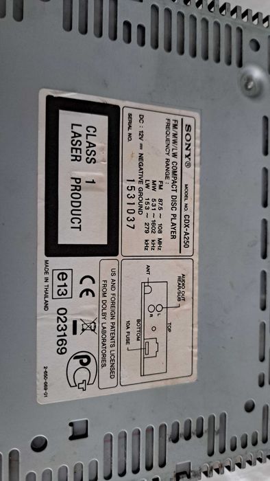 Player auto Sony CDX-A250