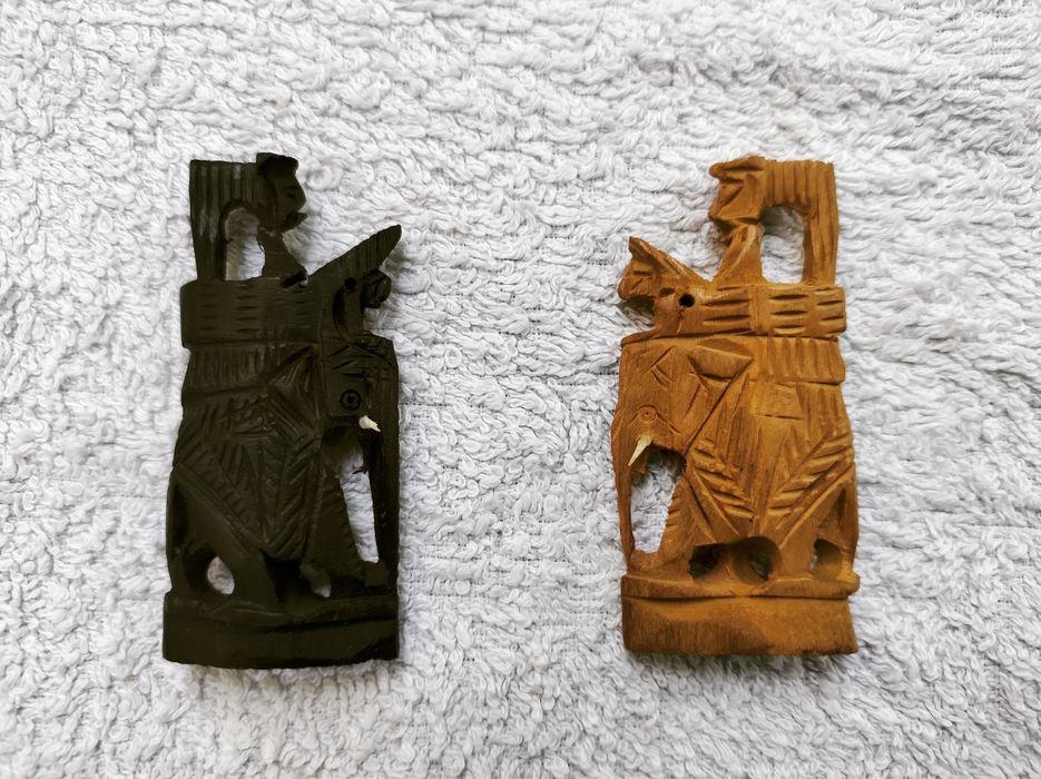 Занаятчийски, индийски шахматни фигури от абанос, ръчна изработка