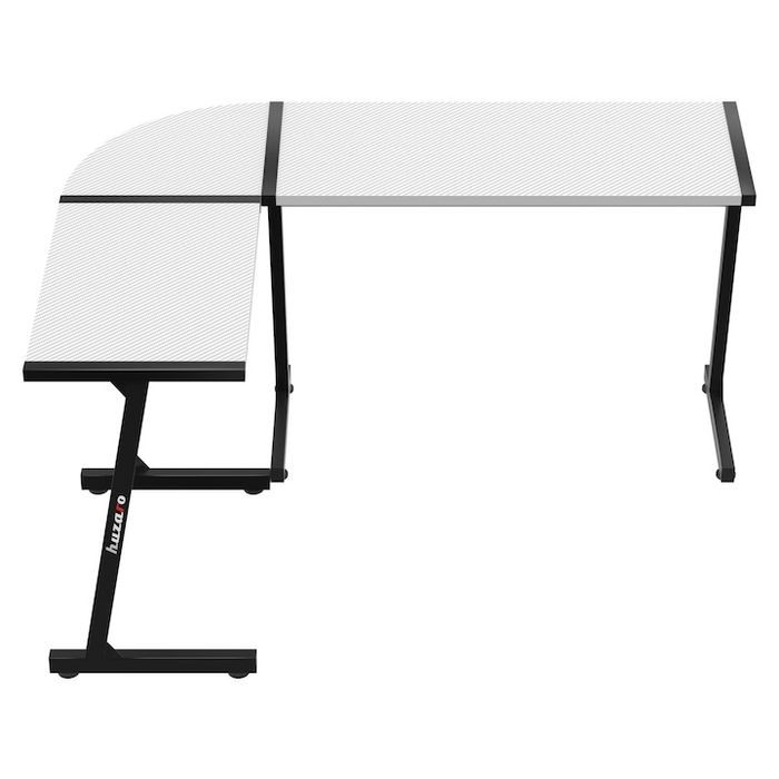 Birou gaming, pe colt Huzaro Hero 6.0, 147 x 112 cm, Metal/MDF, Alb