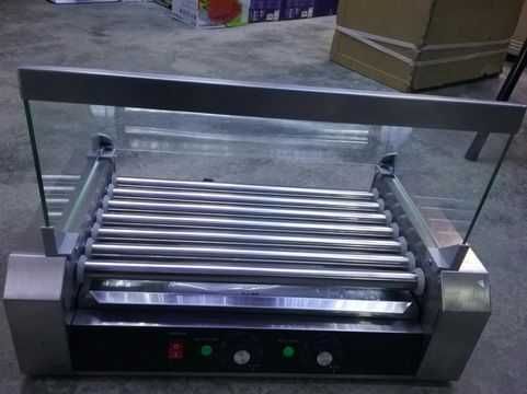Професионален Ролер Грил за Хот Дог с Въртящи Реотани Иноксов