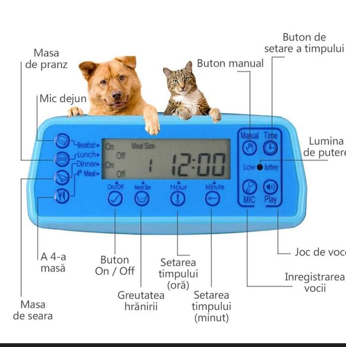 Dispenser hrana automat pentru caini si pisici