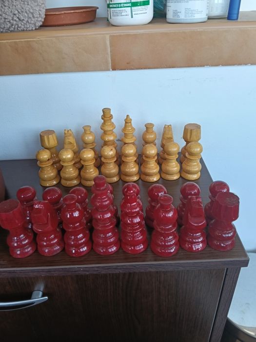 Tablou pânză,piese șah lemn