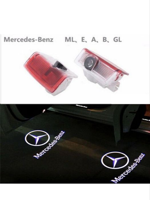Set 2 Holograme led cu logo mercedes benz pentru Portiere