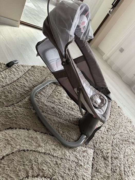 Leagan copii At Performance, Balansoar copii 3 in 1, Electric, cu Plasa Tantari, Perna Detasabila, Jucarii, USB, Bluetooth, Telecomanda, 0-3 ani