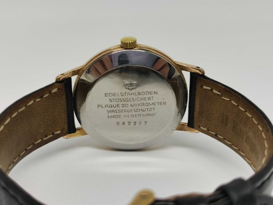 Glashutte Spezimatic 26 Rubis date Made Germany placat aur 20 microni