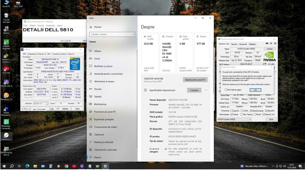 Server Intel Xeon Dell T5810 ,36 threads, 32gb Ram Ddr4,Nvidia Quadro