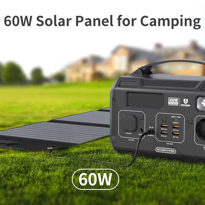 NTONPOWER Solar Panel Foldable 60 W, Monocrystalline Solar Panel