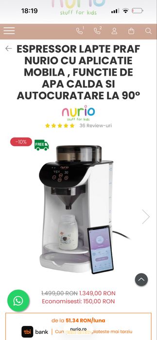 Espresor lapte praf Inteligent Nurio