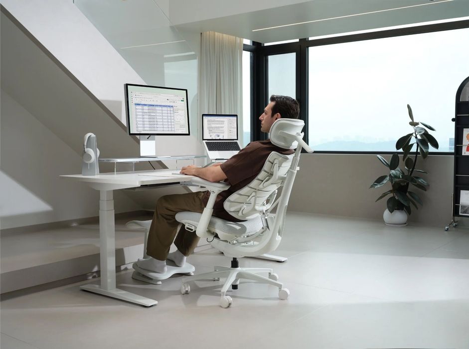 Scaun de birou LiberNovo Omni PRO Galcier White, Lombar Electrict, Răcire - 45 cm