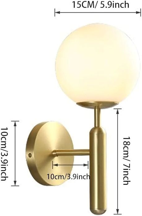 Модерен комплект от 2 златни стенни аплици, работещи с батерии, LED