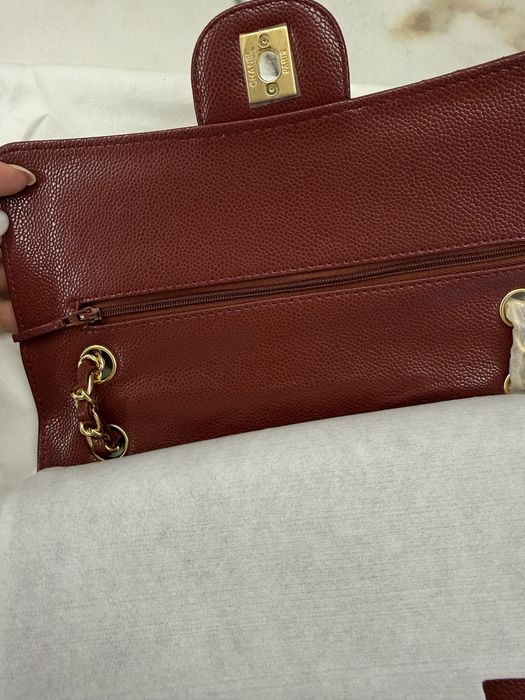 Chanel caviar burgundy  дамска чанта