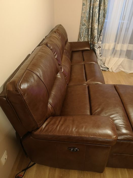 Ъглова гарнитура с ел. релакс  механизъм-естествена телешка кожа