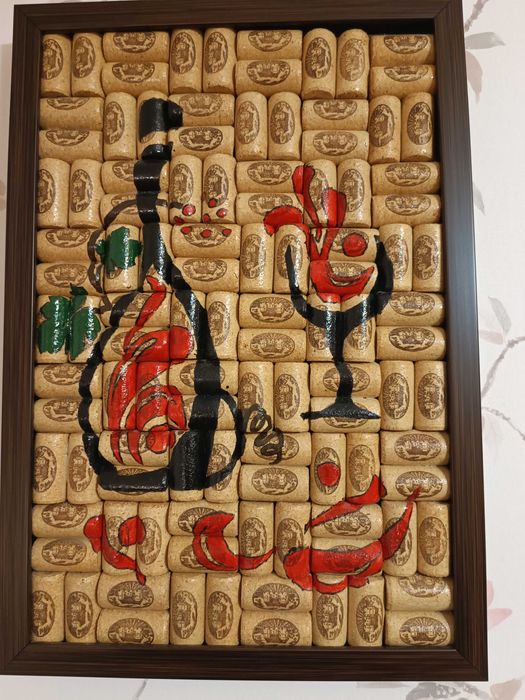 Tablou pictat pe dopuri de plută