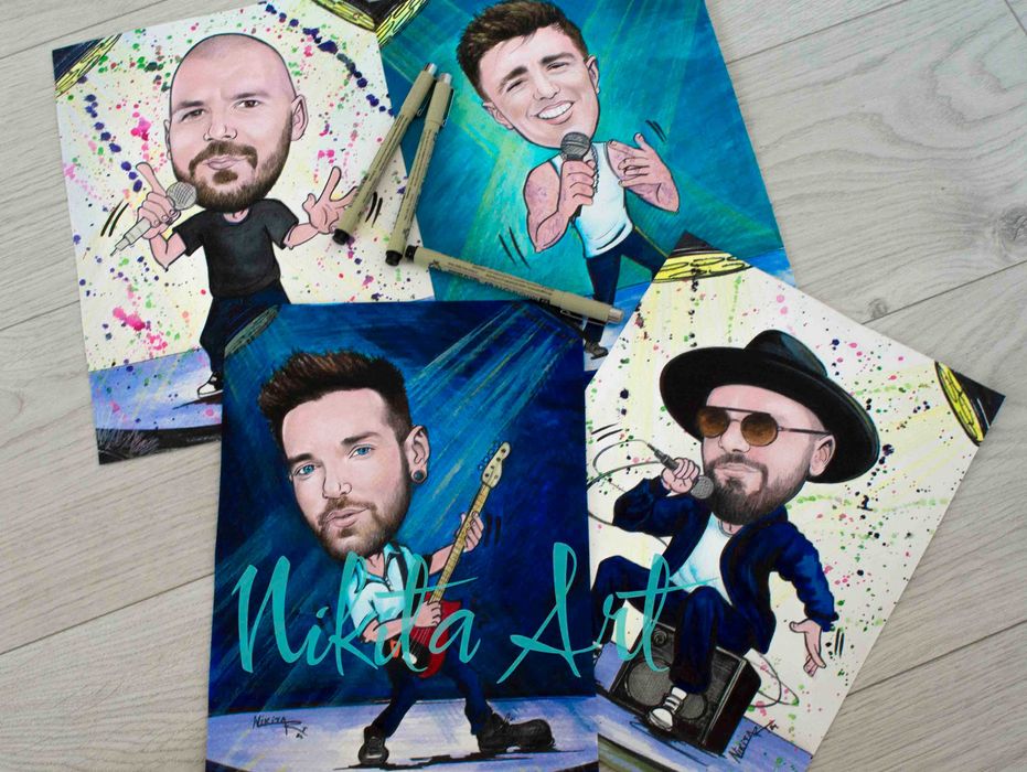 Карикатури  по поръчка, ръчно рисувани