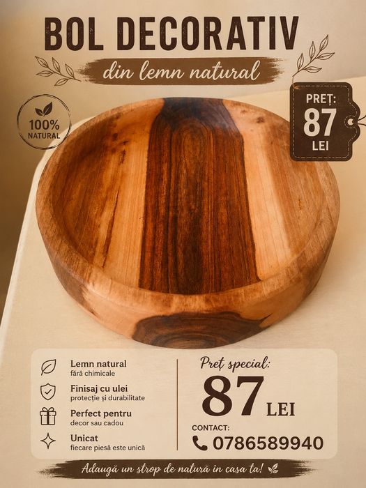 Bol decorativ din lemn