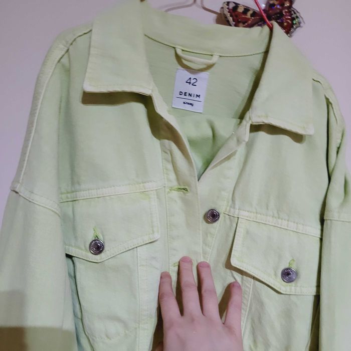 Costum/Compleu set blugi jacheta Denim dama 42 NOU verde fistic