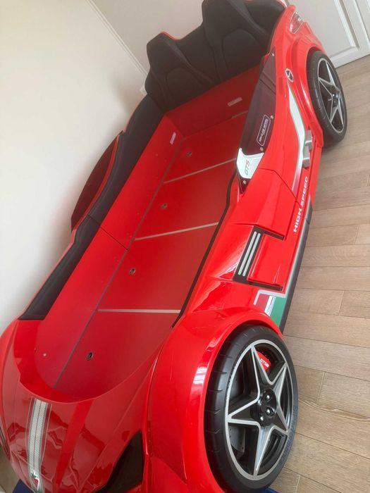Pat masina pentru copii GTE-rosu, colectia Champion Racer 100x190 cm + saltea