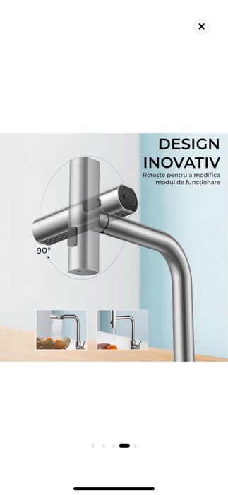 Baterie Chiuveta Bucatarie Flexibila, Cap Retractabil, Functii multipl