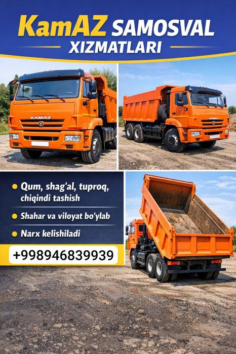 Kamaz samosval xizmati yuk tashish xizmati