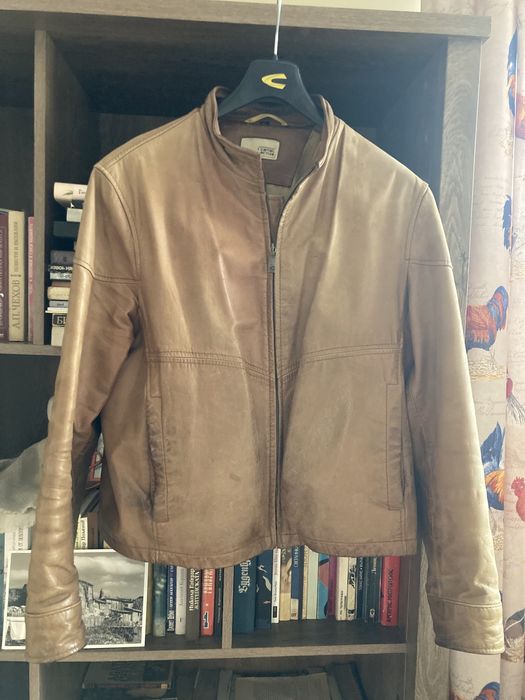 Кожено бежово яке Camel, размер 52