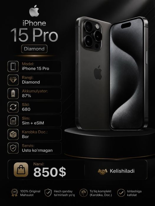 I Phone 15 pro. Apple diamond.