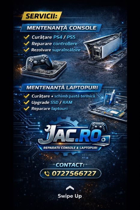 Curățare PS4 / PS5 | Upgrade SSD Laptop | Reparații Console & Laptop