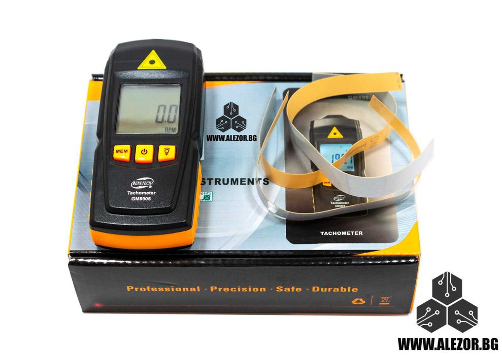 Тахометър GM8905 лазерен – за измерване на обороти и скорост на машини