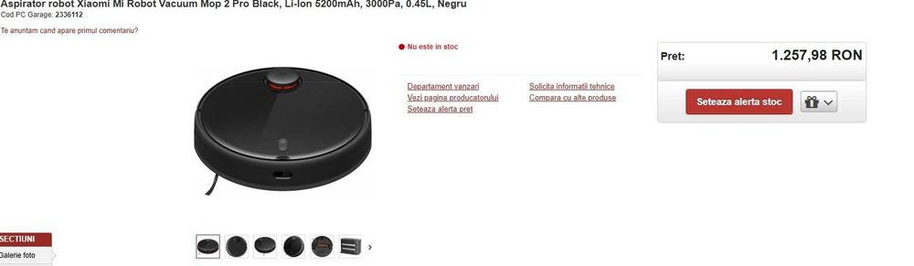 Aspirator robot Xiaomi Mi Robot Vacuum Mop 2 Pro black 5200mAh, 35.6W