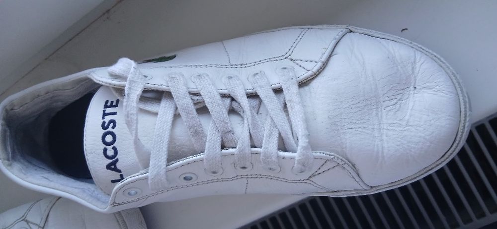Teniși lacoste din piele alba