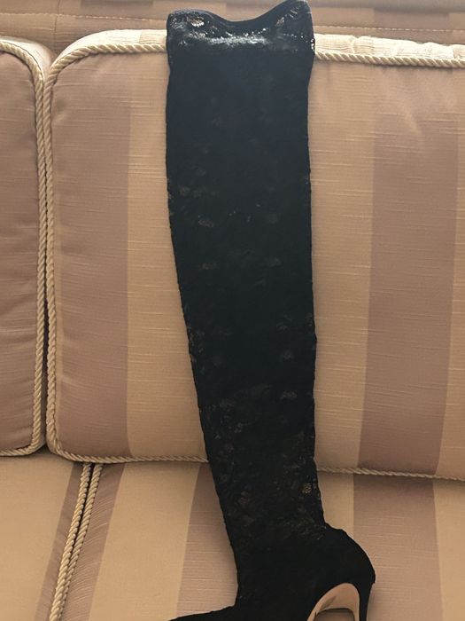 Cizme peste genunchi din dantela elastica Dolce&Gabbana