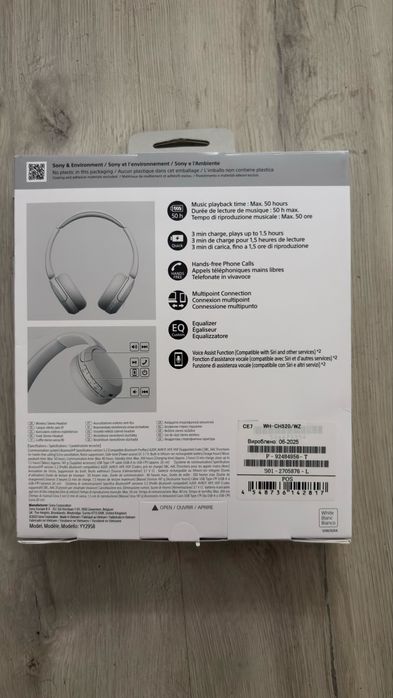 Casti Sony WH-CH520 Wireless – NOI, SIGILATE, Alb