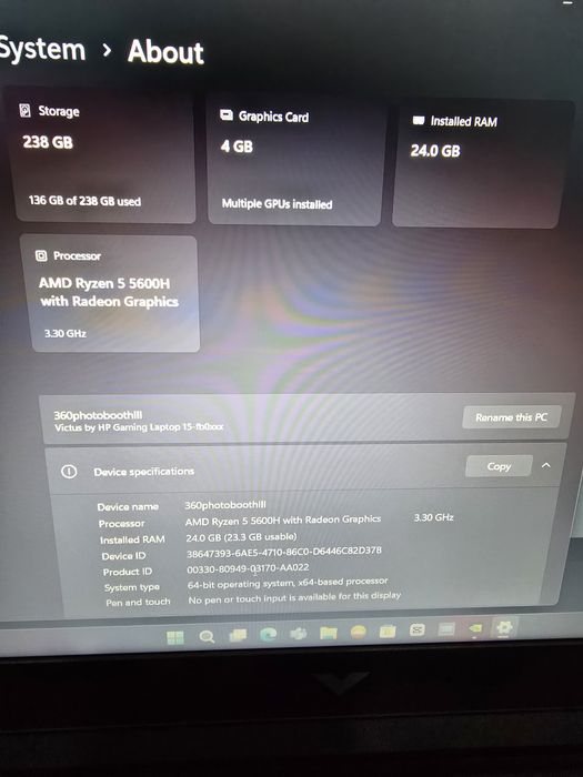 Vând laptop HP victus 15