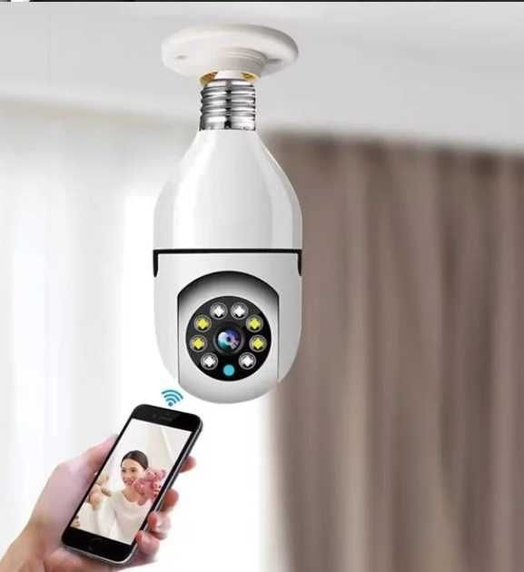 Лампа панорамна WiFI  IP Звук и сензор Камера за наблюдение запис E27