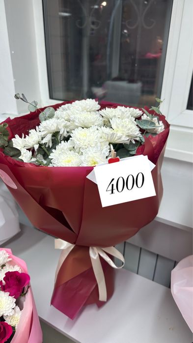 Букеты, розы, хризантемы, рускус