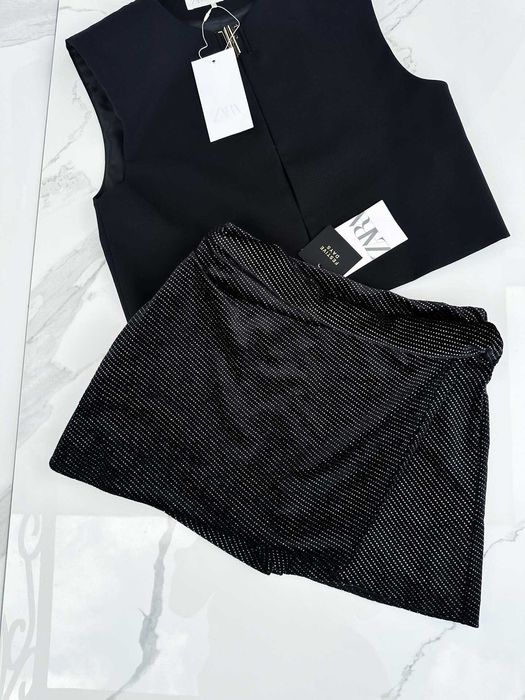 Блестяща пола-панталон с брокат Zara, S и M