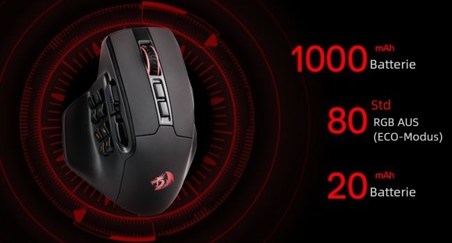 Безжична MMO гейминг мишка Redragon M811 Pro, 26000 DPI, 15 бутона