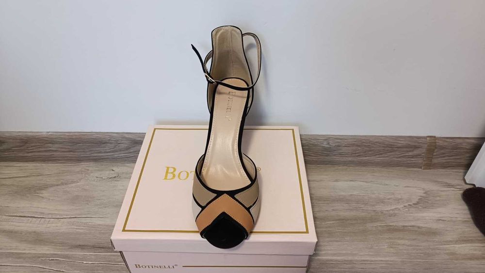 Sandale dama din Piele Ecologica Intoarsa - Botinelli - toc 8 cm