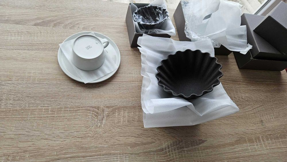 Filtru de cafea Ceramica poroasa Kubota + Dim mica + Set ceasca alba