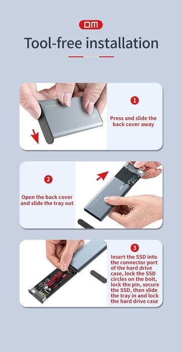 DM Adaptor SSD M.2 NGFF NVMe la USB 3.0 / USB-C rack cu carcasa