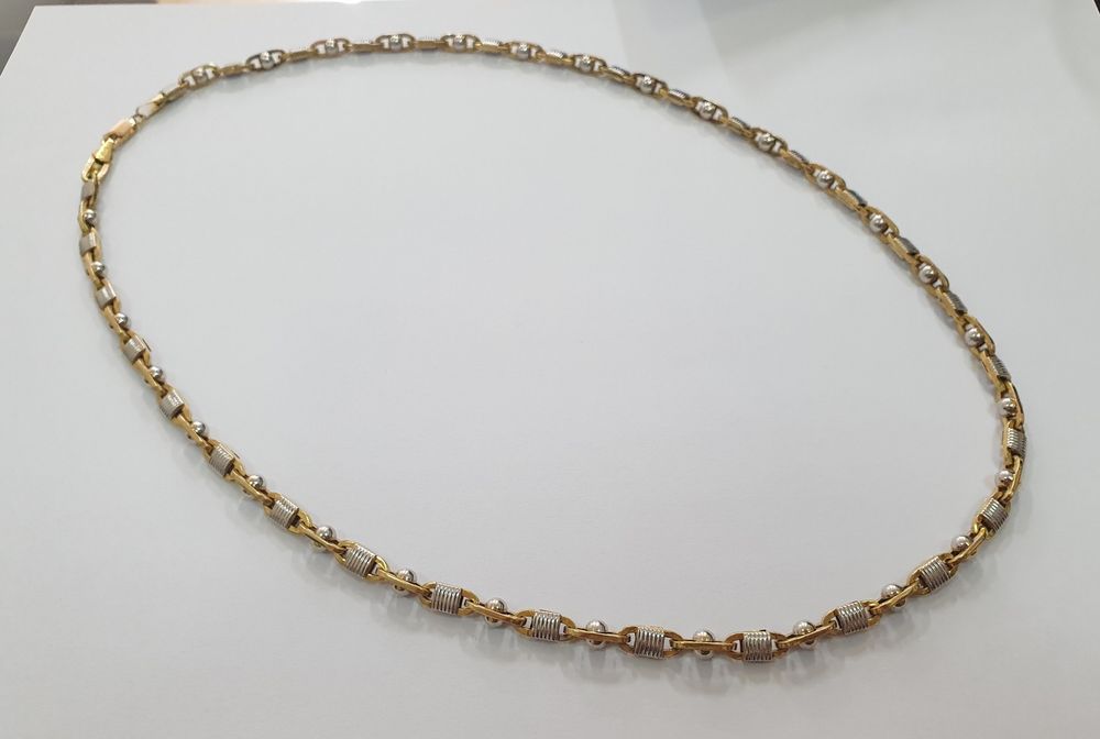 Lanț bărbătesc din aur galben și alb de 14K cu bile – 60 cm – 18,42 g
