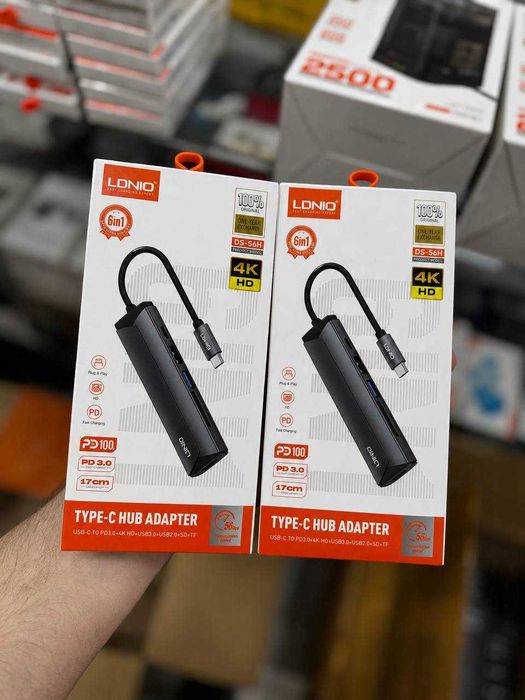 Hub, Хаб LDNIO 6 in 1 DS-56H Type-C Hub Adapter