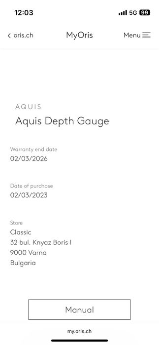 Oris Aquis Depth Gauge