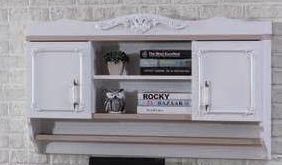 Чисто НОВ Weltew стеннен рафт за книги с чекмеджета бял луксозен стена